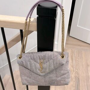 Saint Laurent Puffer Quilt purple denim Bag